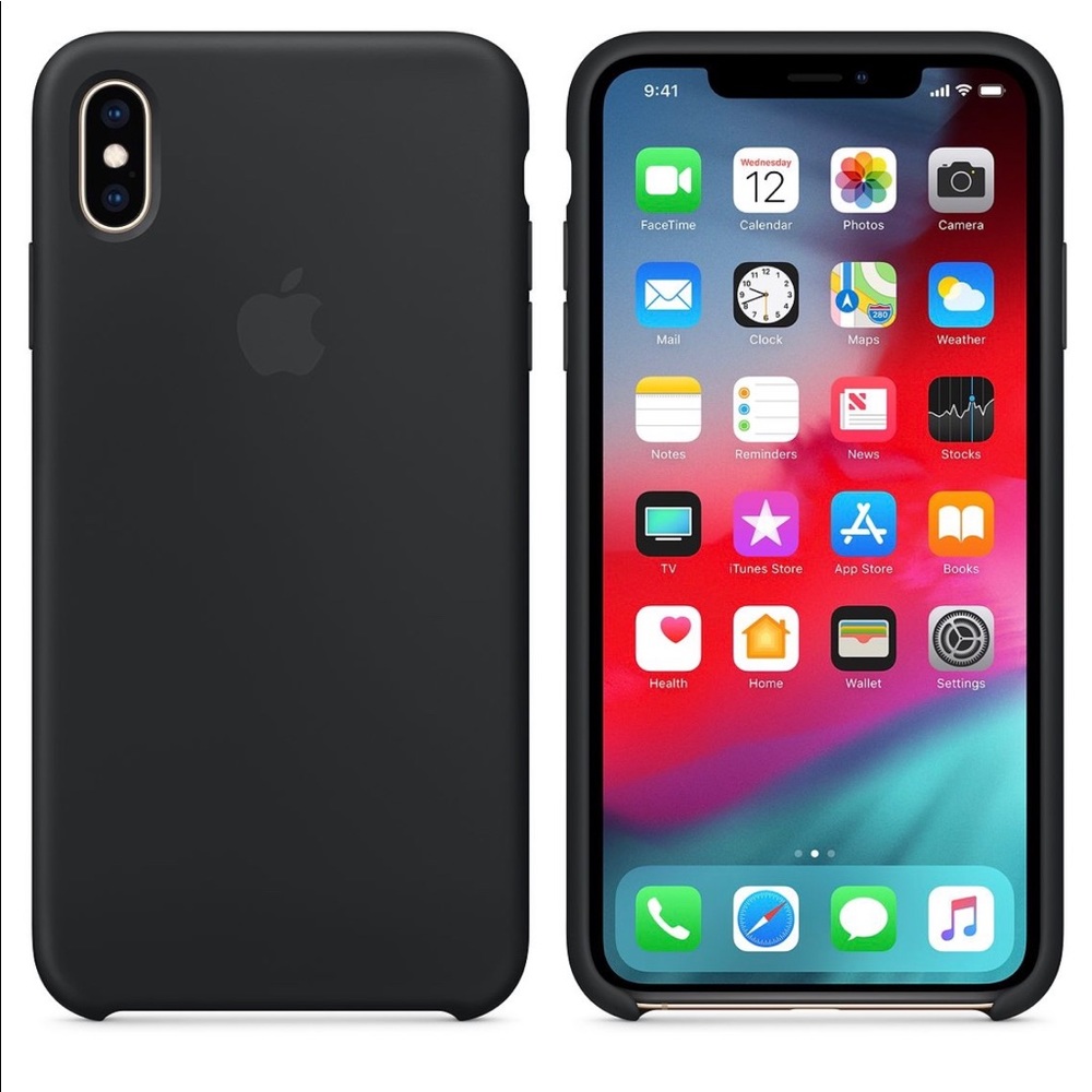 iPhone XS Max black silicone case & popsocket